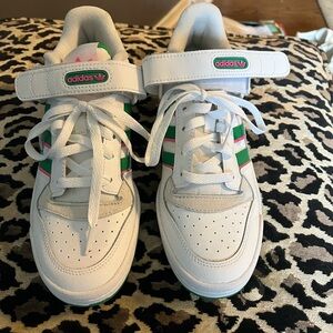 Adidas White and Green Classic Sneakers